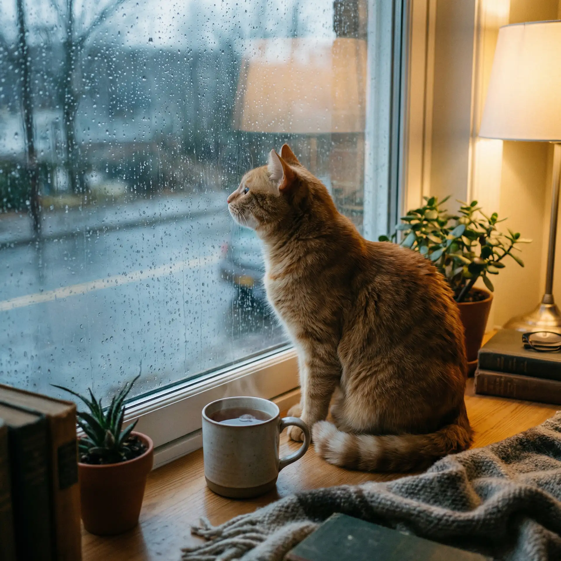 猫咪望着窗外的雨 - hongkongdooll